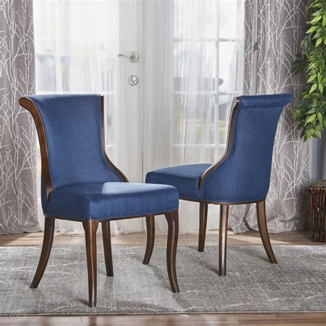 Noble House Lexi Fabric Dining Chair Dark Navy Fabric