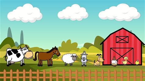 Farm Animals Drawing For Kids Cowhorsegoatdogduckchickchicken