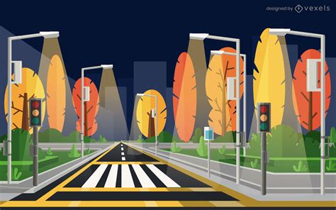 Night City Street Illustration Design Vector Download