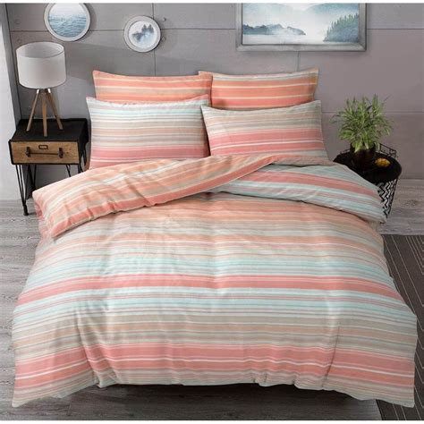 21 posts related to super king bedding sets. Luxury Ombre Stripe Peach Duvet Set Reversible Quilt Cover ...