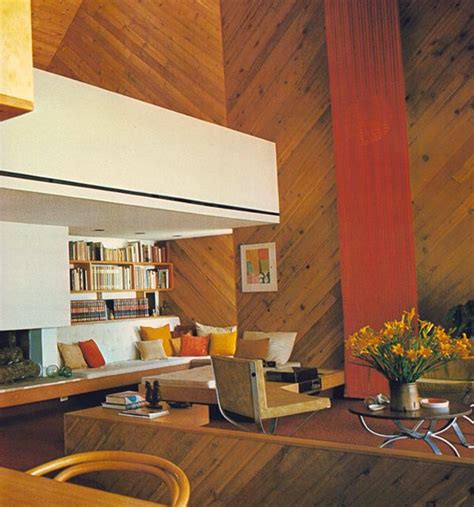 1970s Living Room Wooden Paneled Modern Bohemian Vintage House Retro