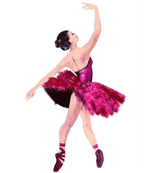 Watercolor Ballerina Hand Painted Ballet Dancer Illustration Stock