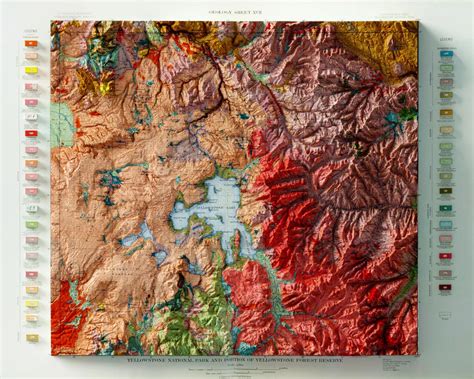 Geological Relief Map Of Yellowstone National Park Wyoming Maps