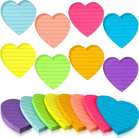Buy 24 Pcs Heart Shape Lined Sticky Notes Cute Sticky Notes Heart