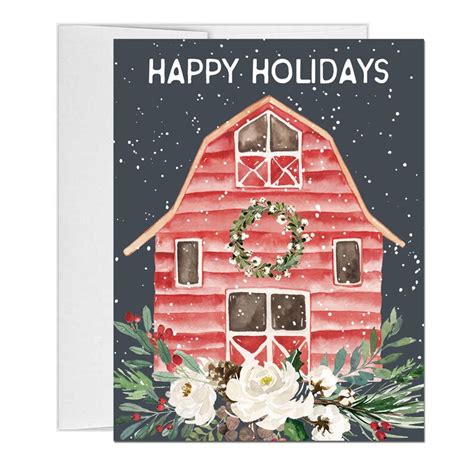 Farm Holiday Cards Barn Christmas Card Etsy