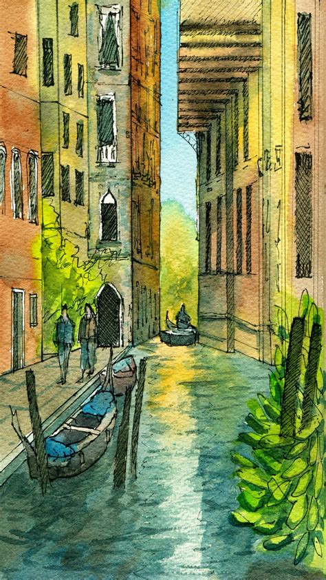 Watercolor Painting - Venice Pen and Ink Travel Sketching (Part 2 ...