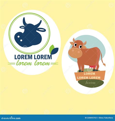 Cow Logo Farm Logo A Set Of Logos Cow Dairy Products Cheese