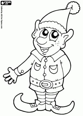 An extensive selection of drawings to print and color so you can make free coloring books for your kids! Santa Claus elf coloring page | Elf drawings, Coloring ...
