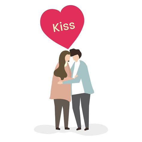 Free Vector Illustration Of A Couple Kissing