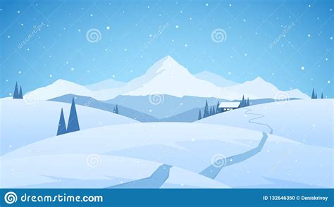 Download snow mountains cartoon background stock video by madi7779. Winter Snowy Mountains Flat Landscape With Path To Cartoon ...