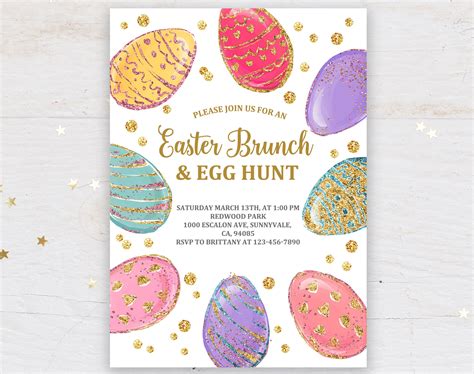 Easter Invitation Egg Hunt Invitation Easter Brunch Instant Etsy