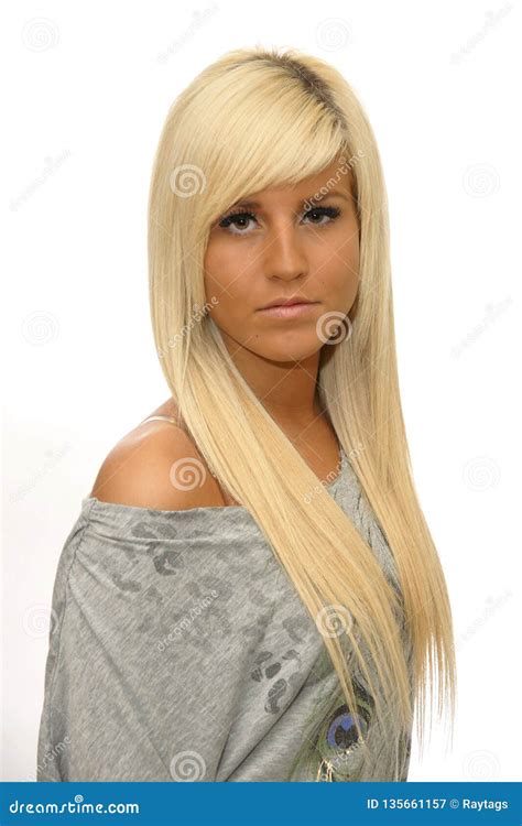 Portrait Of Pretty Young Blonde Woman Stock Image Image Of White