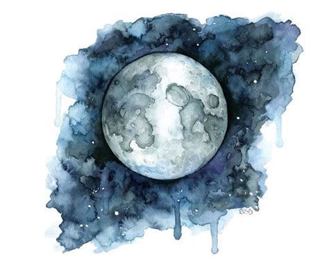 Watercolor Painting Moon Painting Moon Print Moon Phase Etsy
