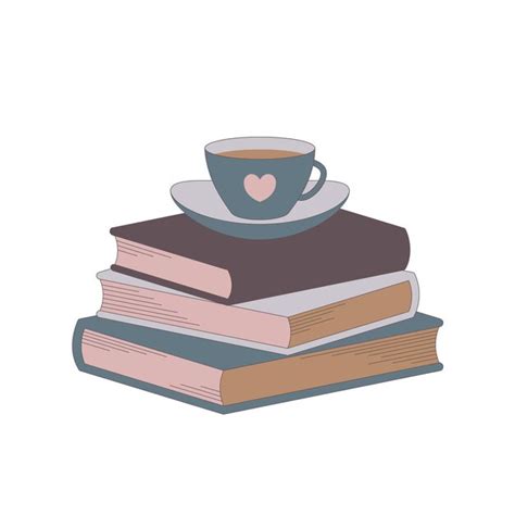 Premium Vector Stack Of Books And A Cup Of Coffee