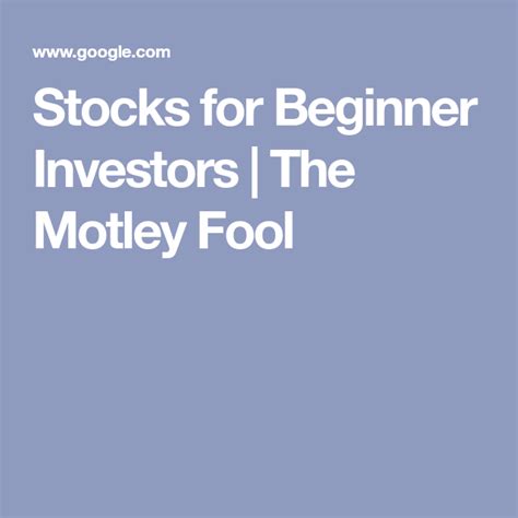 Stocks For Beginner Investors The Motley Fool Stocks For Beginners