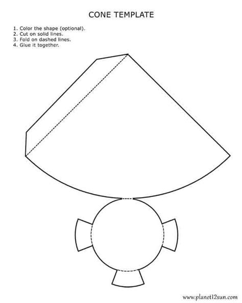 Printable 3d Cone Template In 2022 Templates Printable Free Shapes Worksheets Shape Templates