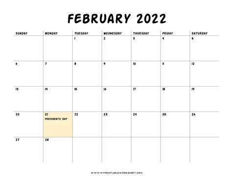 February 2022 Calendar Download Calendar Template 2022