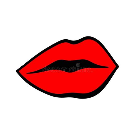 Simple Red Lips Kiss Vector Patch Sticker Isolated On White Cool Red