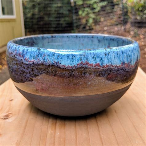 Handmade Clay Bowl Blue Wheel Thrown Bowl Unique Bowl Etsy Pottery