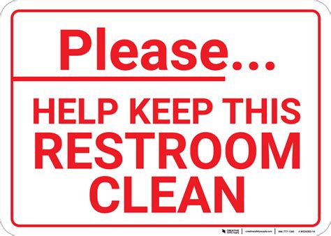 Please Help Keep Restroom Clean Landscape Wall Sign Creative Safety