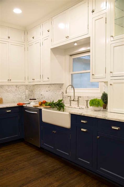 Shop stock kitchen cabinets and a variety of kitchen products online at lowes.com. White Upper and Dark Blue Lower Cabinets in a Fantastic Kitchen - Transitional - Kitchen - Other ...