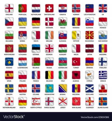 All Flags Europe Countries With Waving Square Shape Concept Download A