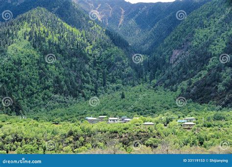 Tibetan Village Stock Image Image Of Mountain Woods 33119153