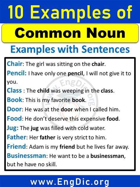 10 Examples Of Common Nouns In English With Pdf Engdic