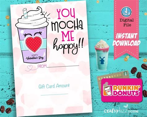 You are out of this world. Valentine's Day Gift Card Printable - Coffee Gift Card ...