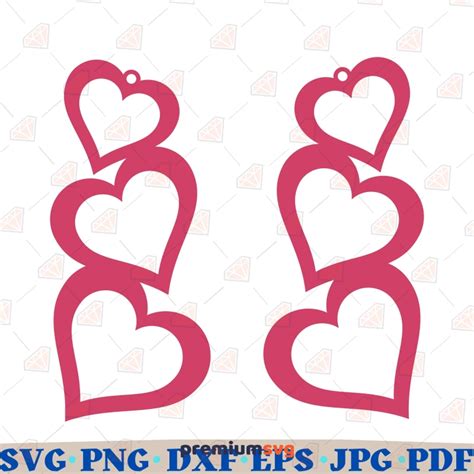 Earring Hearts Svg Valentines Day Earring Svg Vector File Premiumsvg
