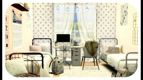 The Sims 4 Speed Build Rosegold Twin Girls Bedroom Cc Links Youtube