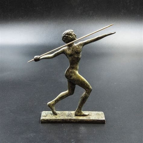 Javelin Thrower Bronze Small Statue Ancient Greece Olympic Games