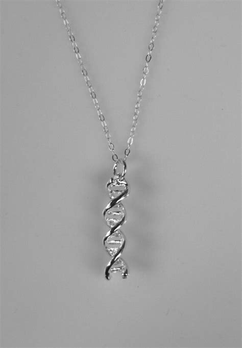 Silver Dna Necklace Science Jewelry 3d Dna Double By Nikolajewelry