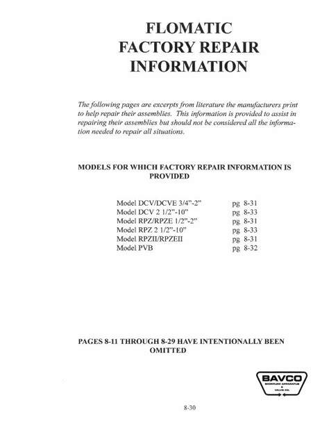 Pdf Flomatic Factory Repair Information All Models Printable