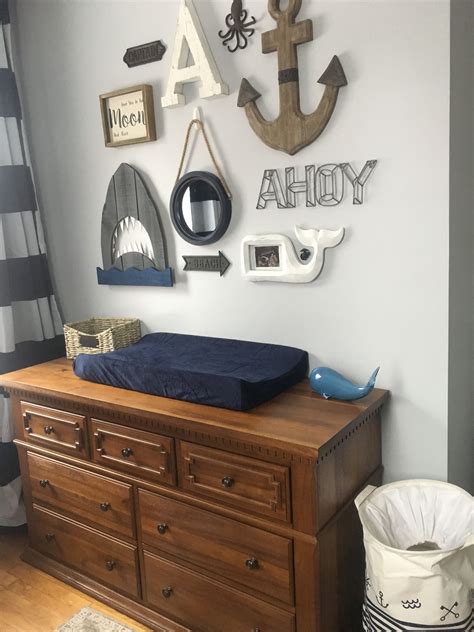 Nautical Gallery Wall In Our Son Aces Nursery Curtains
