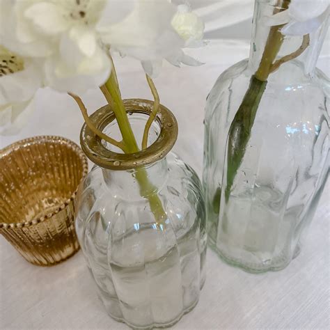 Vintage Glass Bottle Vase With Gold Rim 2 Sizes The Wedding Of My Dreams