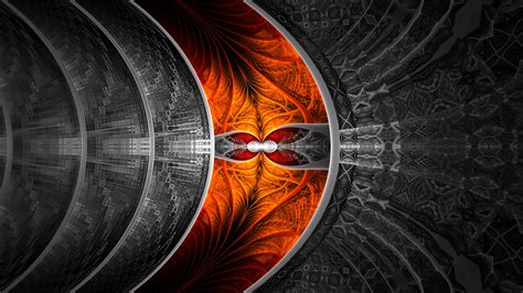 Black Orange Red Shapes Fractal Abstraction Hd Abstract Wallpapers Hd