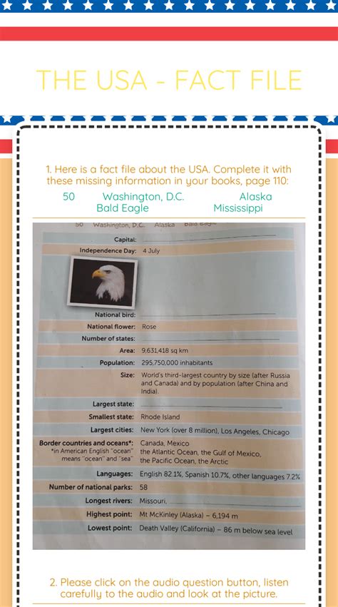 The Usa Fact File Interactive Worksheet By Mirjana Jerković Wizerme