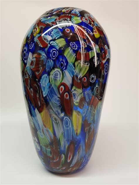 Murano Italy Cobalt Blue Millefiori Italian Art Glass Large 9 Vase Bogo Sale