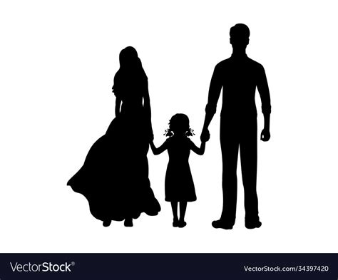 Silhouettes Mother Father And Little Daughter Vector Image