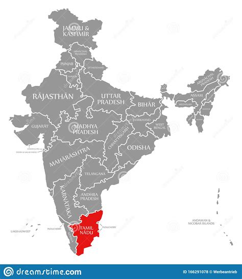 1909 for a larger view, scroll down. Tamil Nadu Red Highlighted In Map Of India Stock ...
