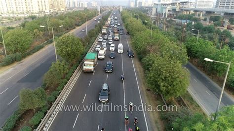 Yamuna Expressway In Greater Noida Aerial View Of Cyclists