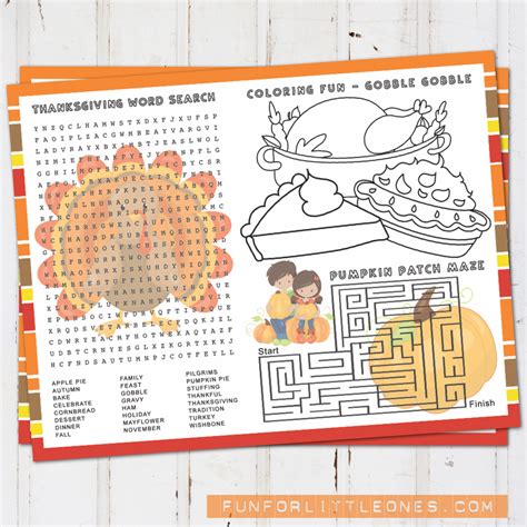 Printable Activity Placemats Printable Word Searches