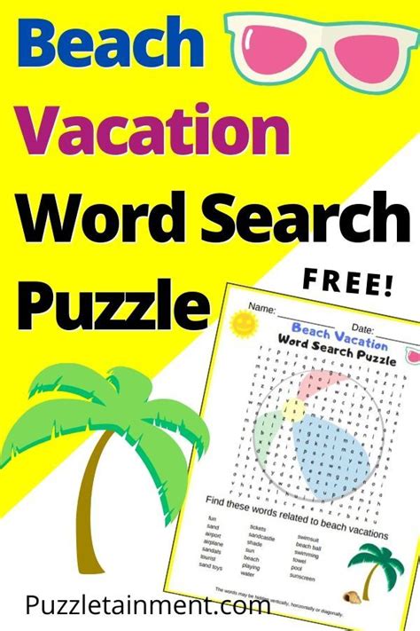 Beach Vacation Word Search Puzzle Fun Free Puzzle For Kids Free