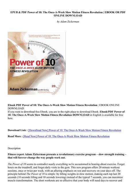 Download Power Of 10 The Once A Week Slow Motion Fitness Revolution