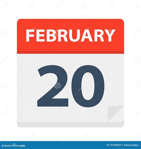 February 20 Calendar Icon Stock Vector Illustration Of 2022