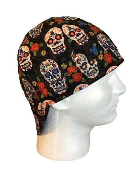 Welding Cap Sugar Skulls And Flowers Handmade Reversible Hat Etsy
