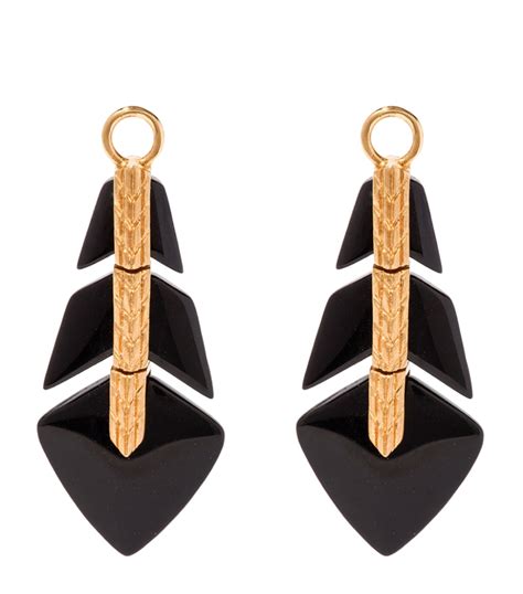 Annoushka Yellow Gold And Black Onyx Flight Feather Earring Drops