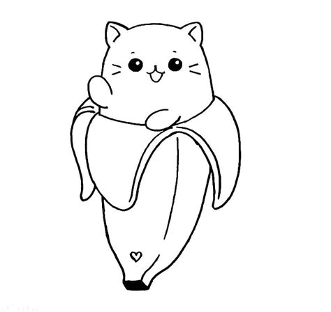 Kolorowanka Słodki Kot Bananowy Pobierz Wydrukuj Lub Pokoloruj Online