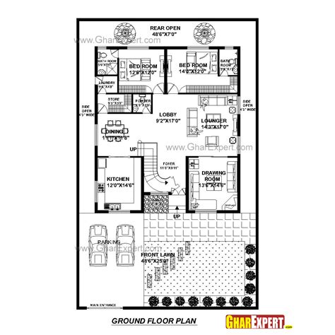 House Plan For50 Feet By 80 Feet Plot Plot Size 444 Square Yards
